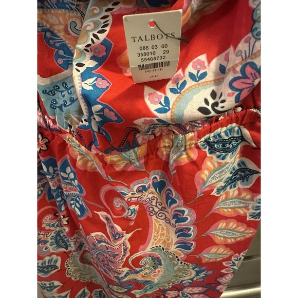 Talbots Fit And Flare Red Paisley Print Square Neckline Babydoll Easter, Brunch - Picture 5 of 7